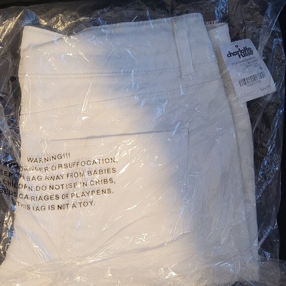 charlotte russe - white denim shorts, distressed hem - size 8 - Picture 3 of 3